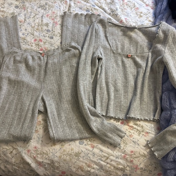 Pink Rose Ribbed Lounge/Sleep Set - Picture 1 of 4